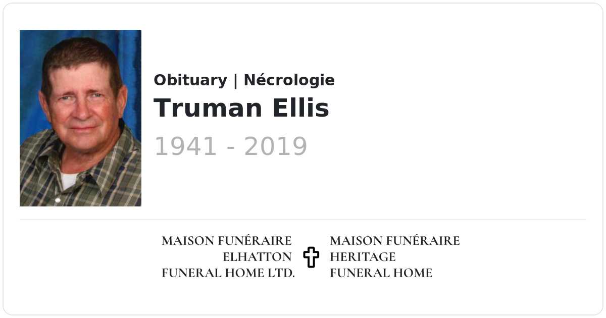 Truman Ellis Obituaries Elhatton's Funeral Home Ltd.